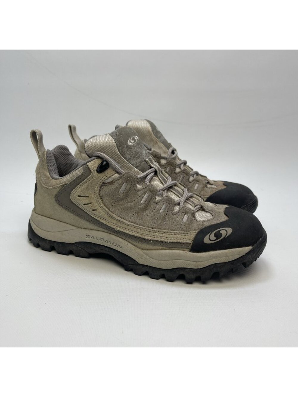 VTG Salomon Approach shoes Contagrip Grey / Off-White Suede Hike Bulky Y2K Wom 8